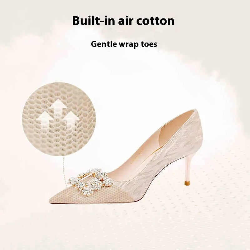 Champagne gold women's high heel pumps with pointed toe and stiletto heel