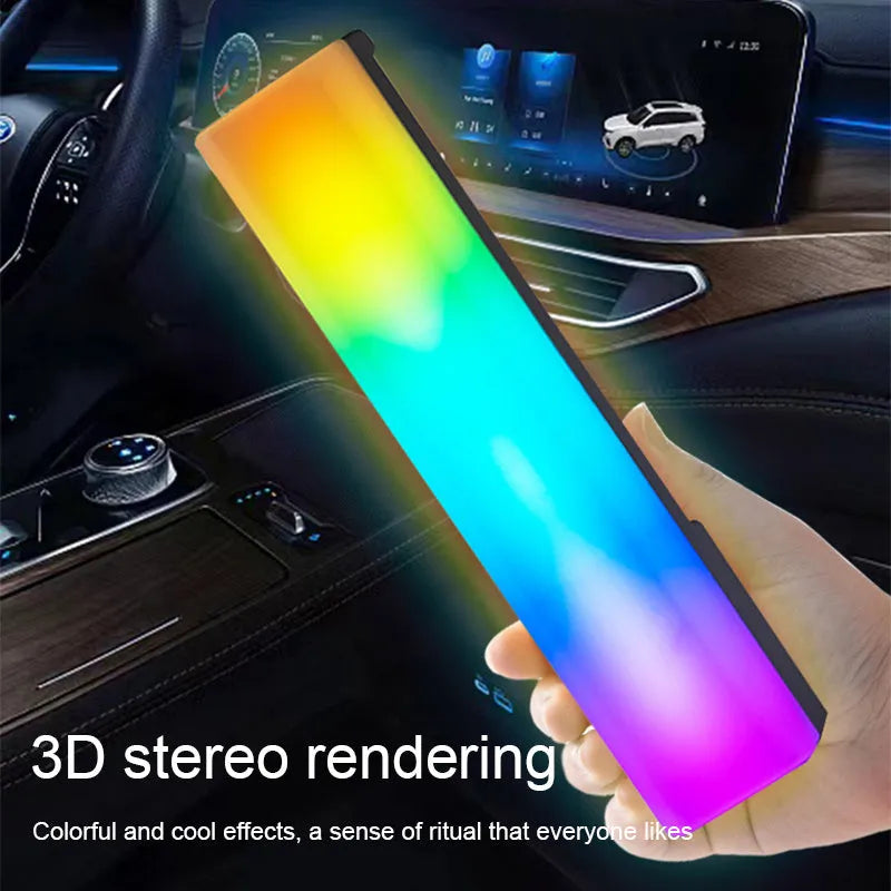 3D RGB pick-up table top ambience lamp in black or white with voice and music activation.