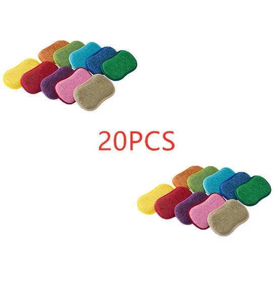 Double-sided kitchen cleaning sponge with polyurethane core and assorted dishcloths set of 11 pieces