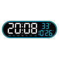 15 inch digital wall clock with plastic shell and six colour light options on a modern wall