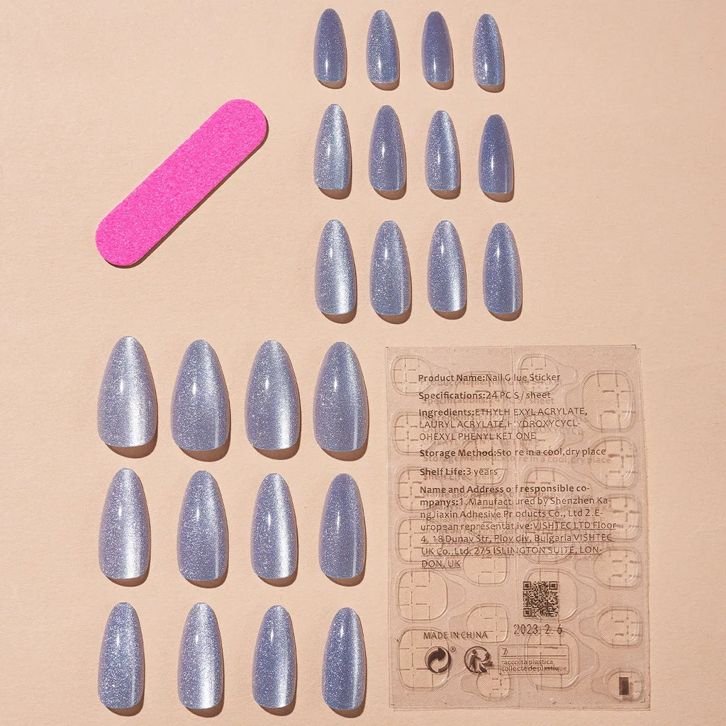 Purple cat's eye French wear armour nail stickers, waterproof detachable plastic set in XB-36-14
