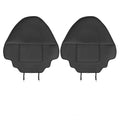 Two black leather rear anti kick pads for car seat back protection.