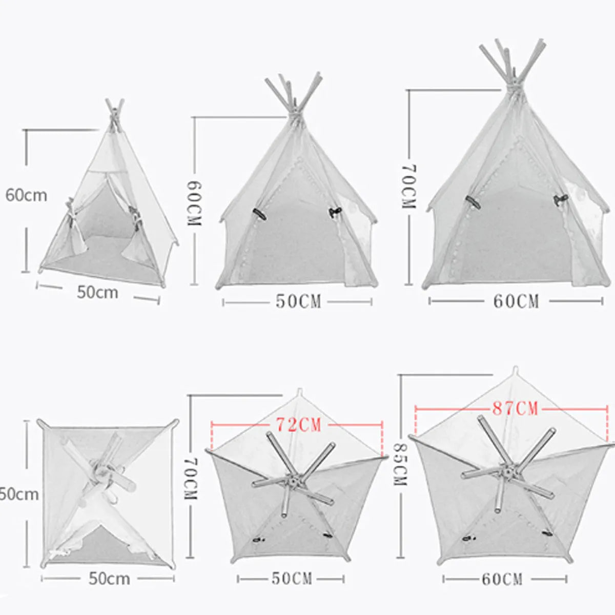Striped pet teepee tent bed for small dogs or cats with removable cushion in yellow colour