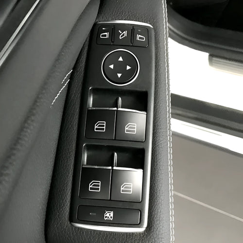 Black glitter decorative plastic cover sticker for a car window lift button.