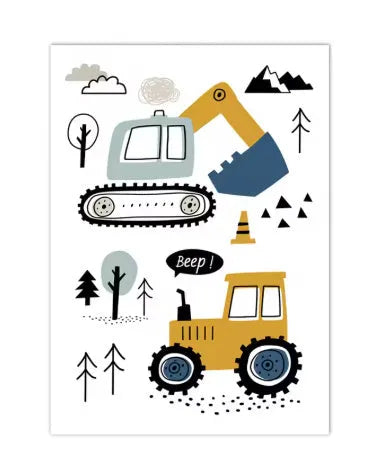 Canvas excavator art poster decoration painting, Nordic style, frameless, available in 10x15cm, 13x18cm, and 15x20cm sizes
