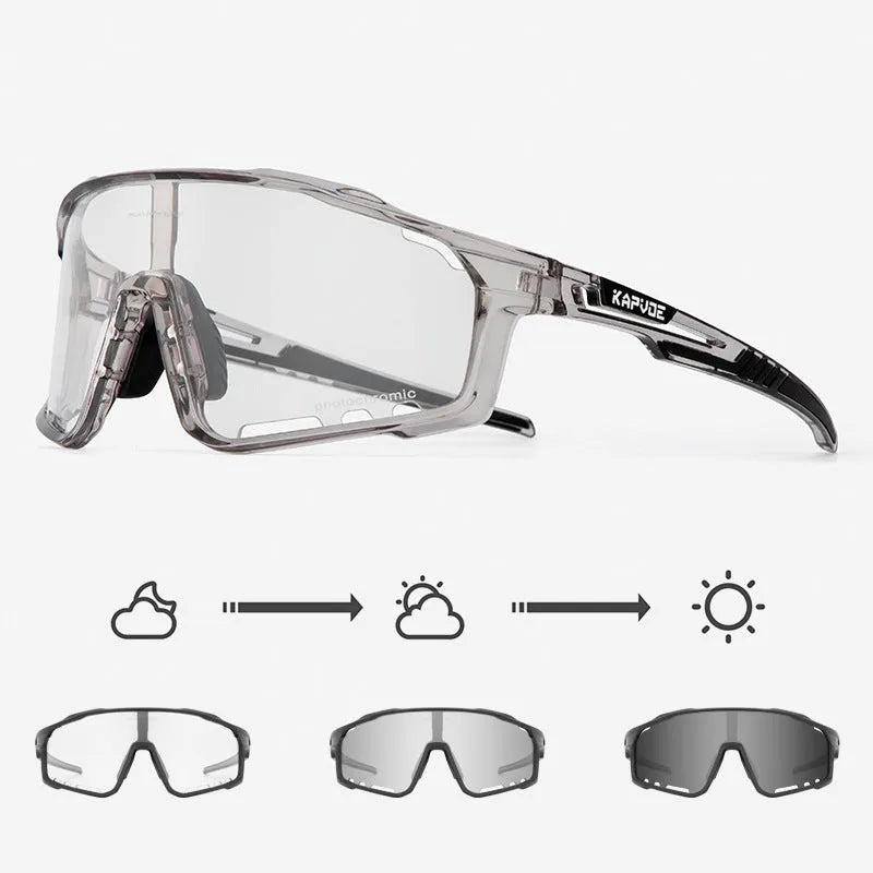 Photochromic cycling sports goggles with TR90 frame and semi-rimless design for outdoor sports