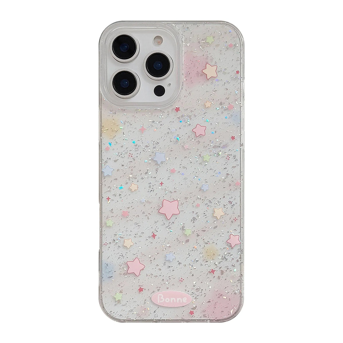 Transparent powder dyed blue phone case with yellow star and smudges design for Apple iPhone