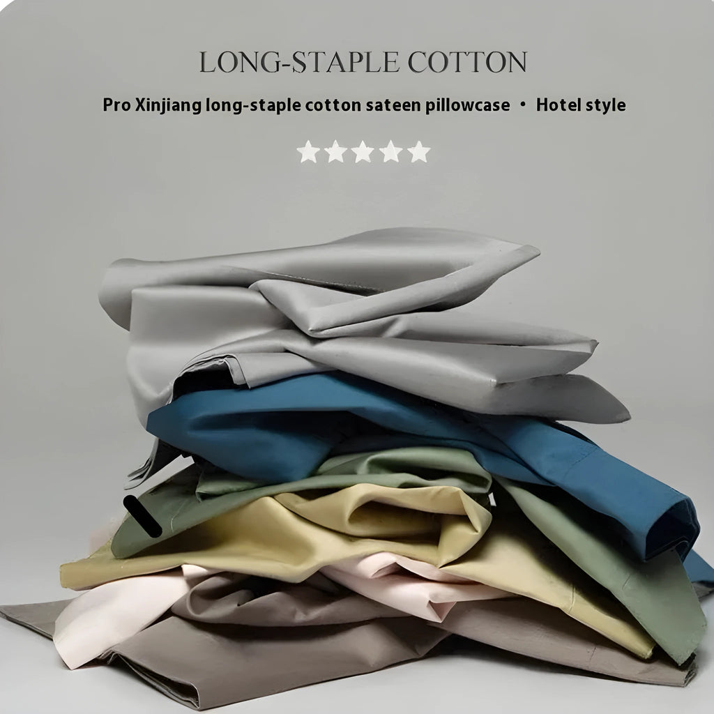 Solid colour long-staple cotton pillowcase 48 x 74 cm with twill weave and reactive print finish