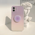 Yellow and purple gradient silicone iPhone case with extended X bracket stand.