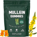 Bottle of 60 mullein gummy supplements with pear flavour, light golden colour, vegan pectin base