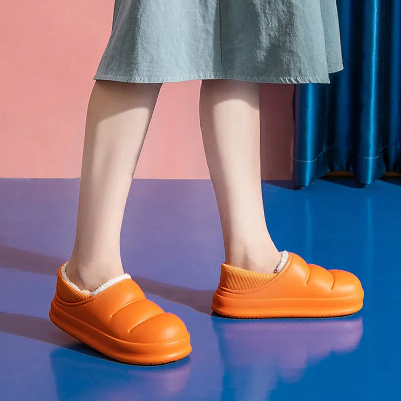 EVA cotton slippers with non-slip soles in yellow, green, black, grey, pink or orange colours