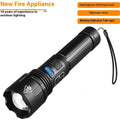 Black aluminium alloy F-03 focusing flashlight with telescopic head and textured grip