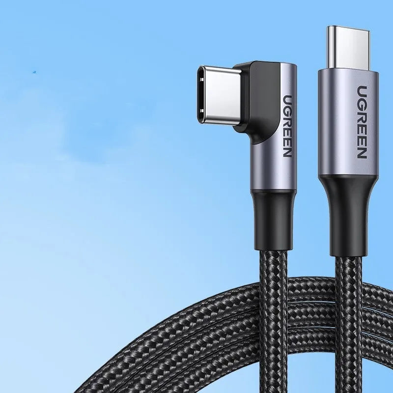 Double-ended Type-C PD fast charge cable with nylon braid, straight head split design, available in multiple lengths