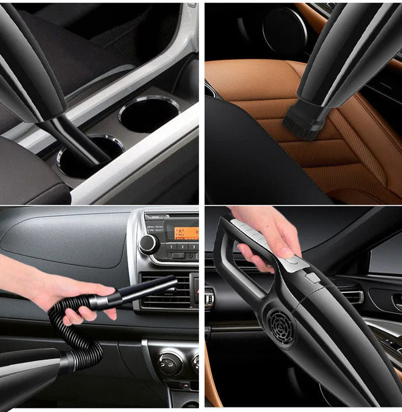 PoHigh Power Hypa black and orange 12V car vacuum cleaner for cleaning car interiors.
