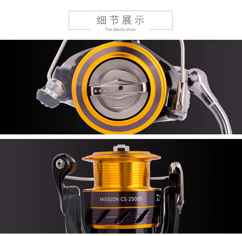 Sea fishing spinning reel with front unloading, metal and ABS construction, 2000-4000 series sizes