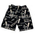 Men's loose beach trousers in ice silk fabric with striped pattern, elastic waist, and quick-drying properties