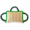 Dog jute bite pillow rope toy with three handles for tug of war games