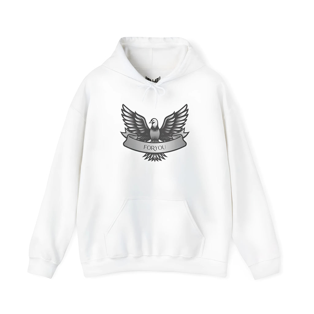 White cotton blend pullover hoodie for men and women with long sleeves