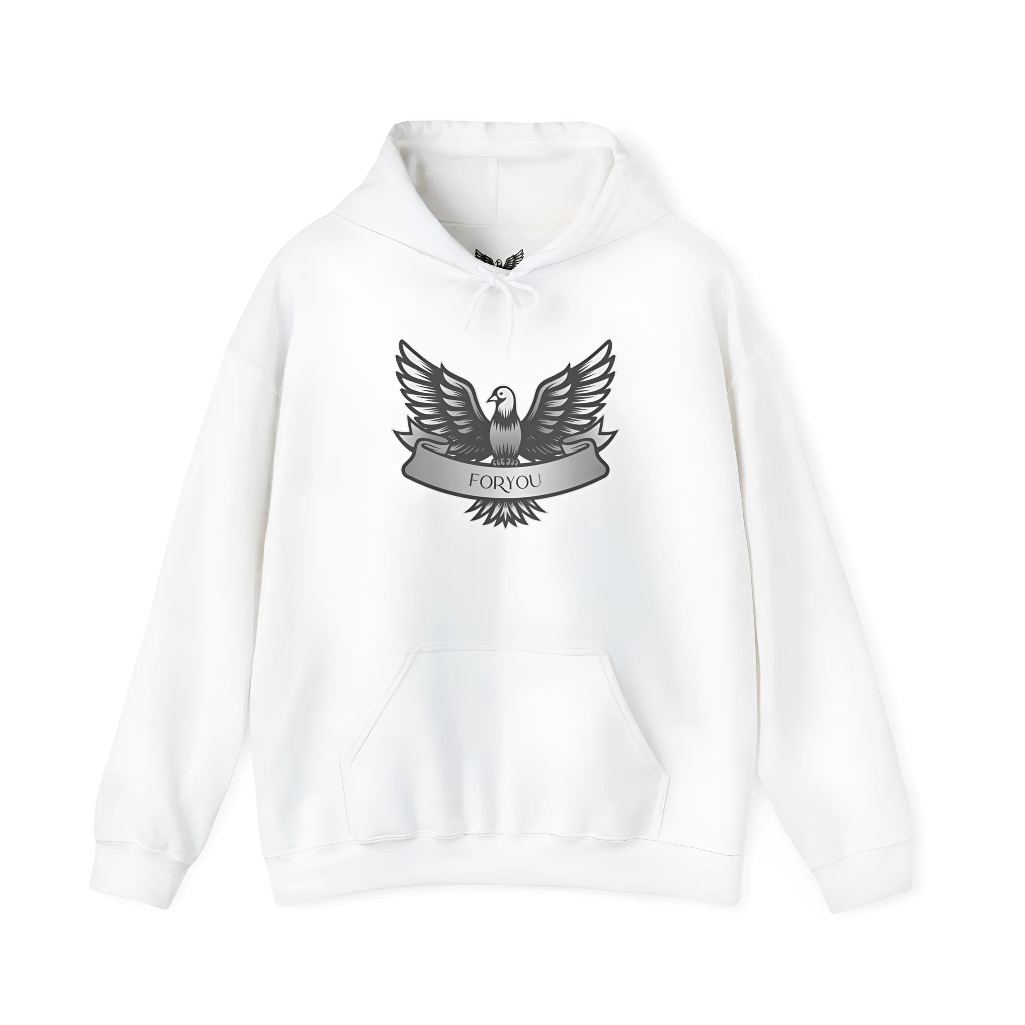 White cotton blend pullover hoodie for men and women with long sleeves