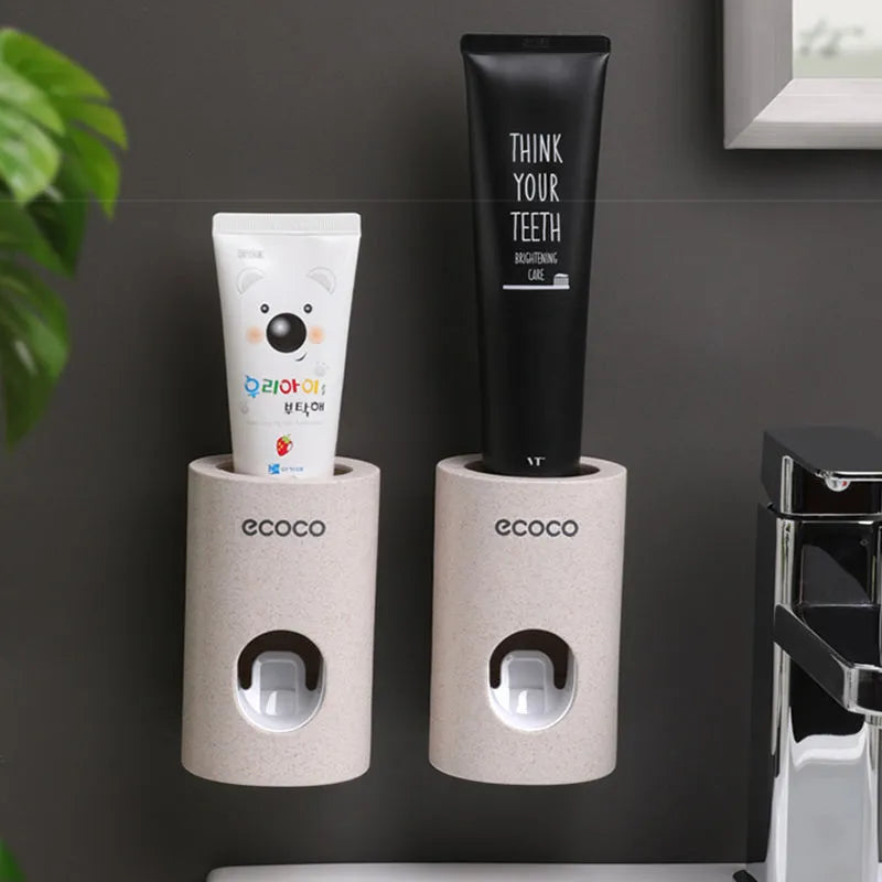 ecoco single toothpaste dispenser 2 pack wall-mounted simple modern white bathroom organiser