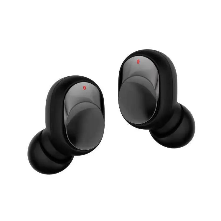 Black touch sports waterproof wireless headphone with digital display, Bluetooth 5.0 and earplugs design