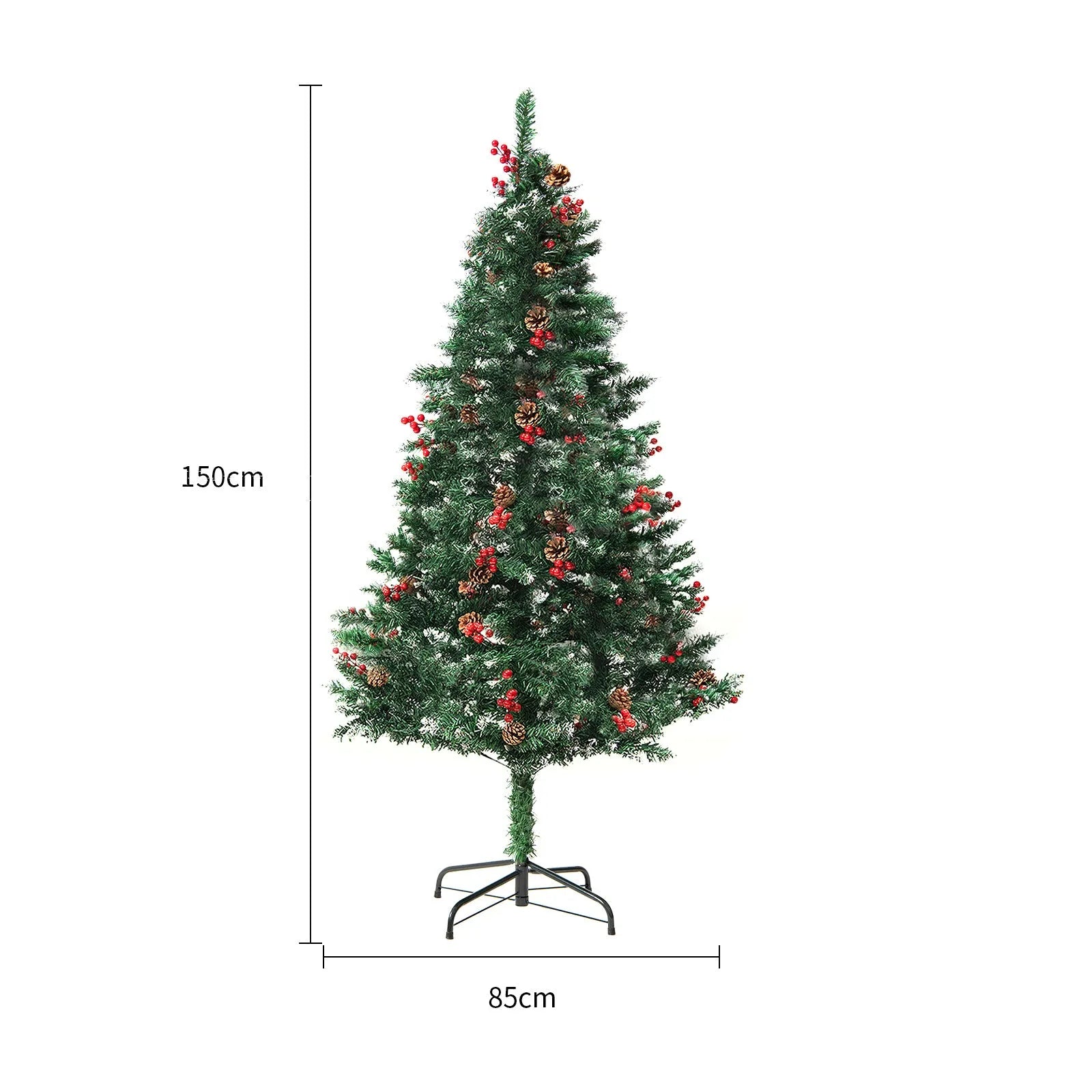 PVC artificial snow Christmas tree with metal stand in green and white colour options