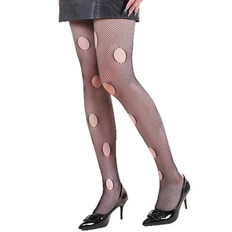 Halloween spider web leopard print fishnet stockings in free size nylon, anti-snagging women's hosiery