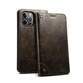 Flip magnetic card holster phone case in black, handmade PU TPU, with bracket, for iPhone 13