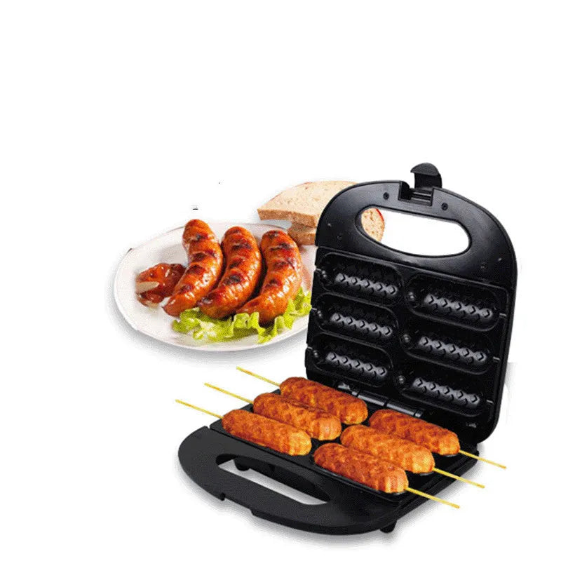 Black automatic sausage machine with mechanical controls and 750W heating tube on a kitchen counter