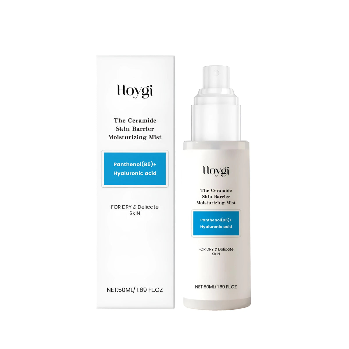 Hyaluronic acid moisturizing isolation spray 50ml bottle with ceramide and panthenol for facial hydration