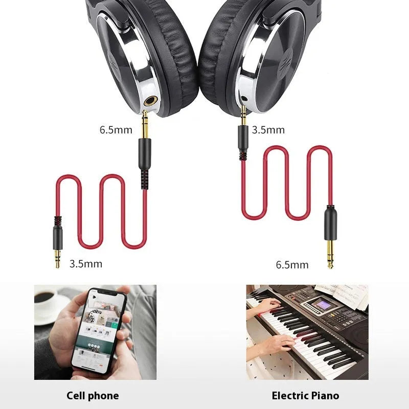 Red 3 metre gold plated 3.5mm to 6.5mm audio connection cable on white background