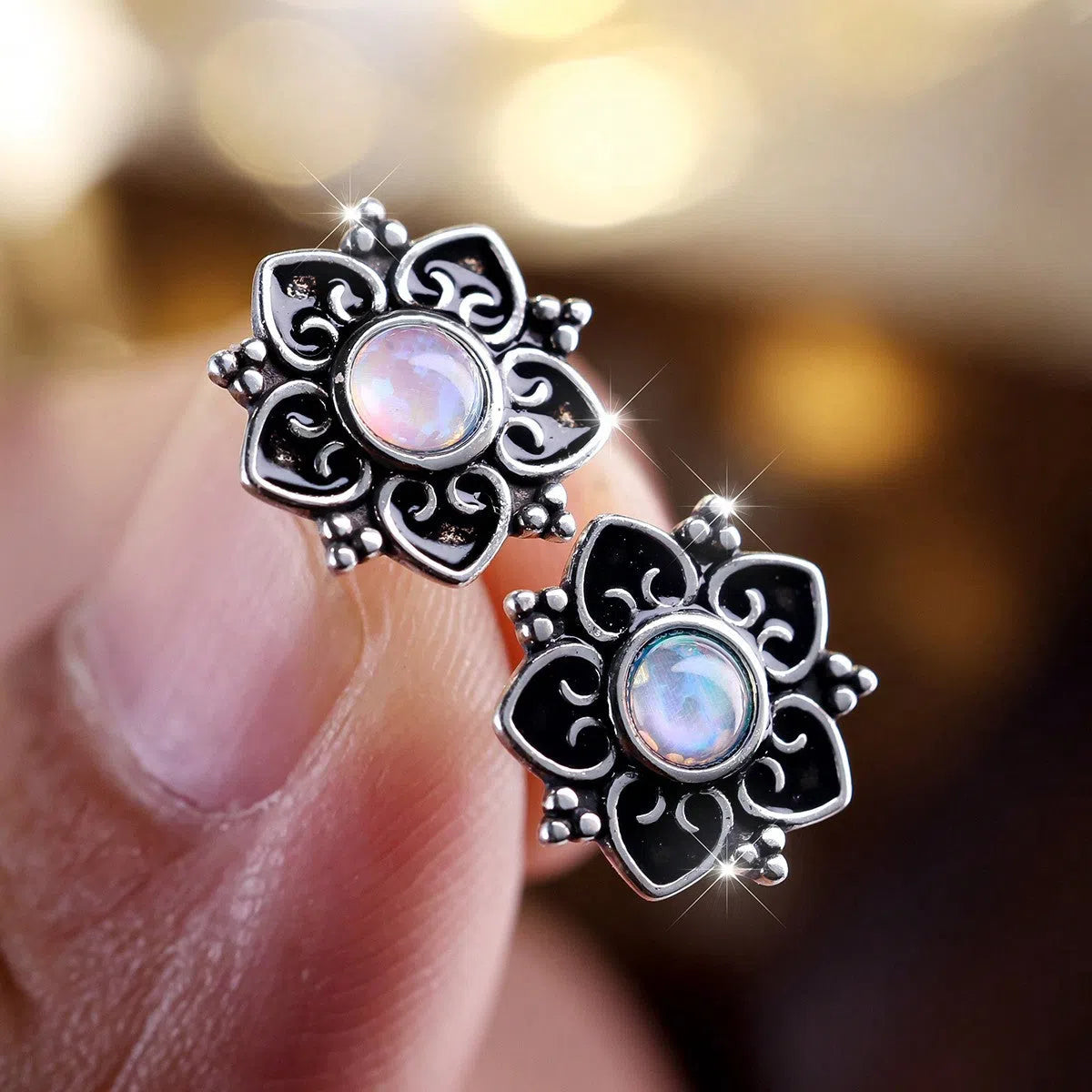 Bohemian casual flower stud earrings for women rose design zinc alloy
