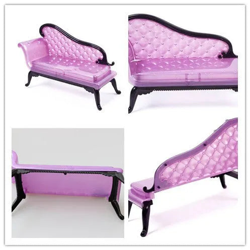 Plastic doll sofa for doll house furniture, lightweight children's toy couch accessory, no dolls included