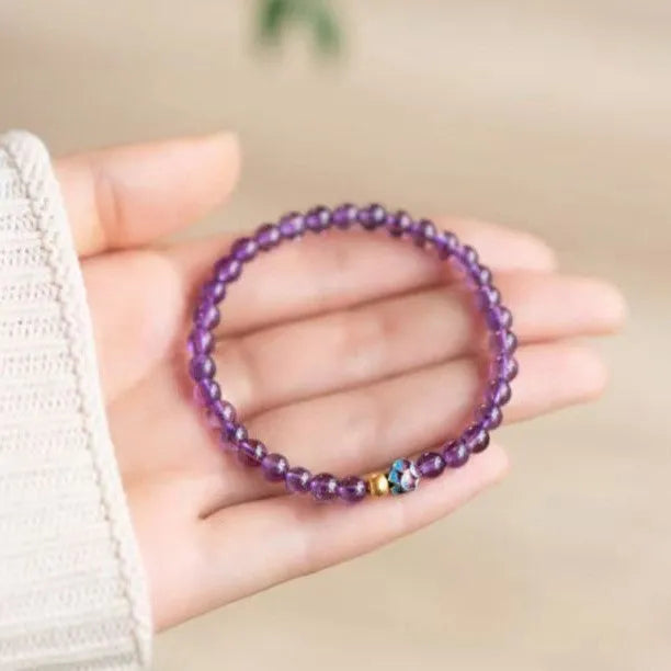 Nine purple lotus bracelet with Chinese student style retro design and mixed material construction