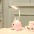 Folding cartoon animal USB LED desk lamp with plastic shade in green fawn colour