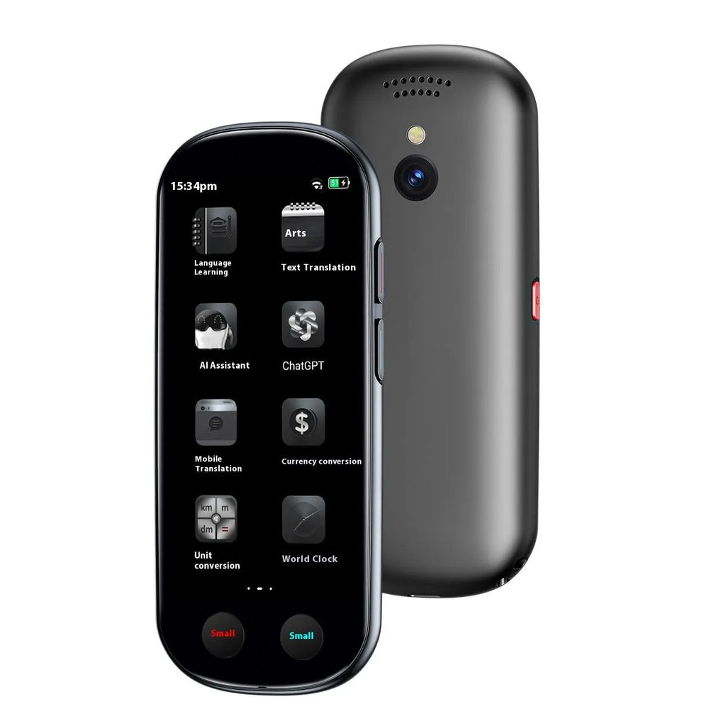 Black handheld simultaneous interpretation translator for business meetings with lanyard