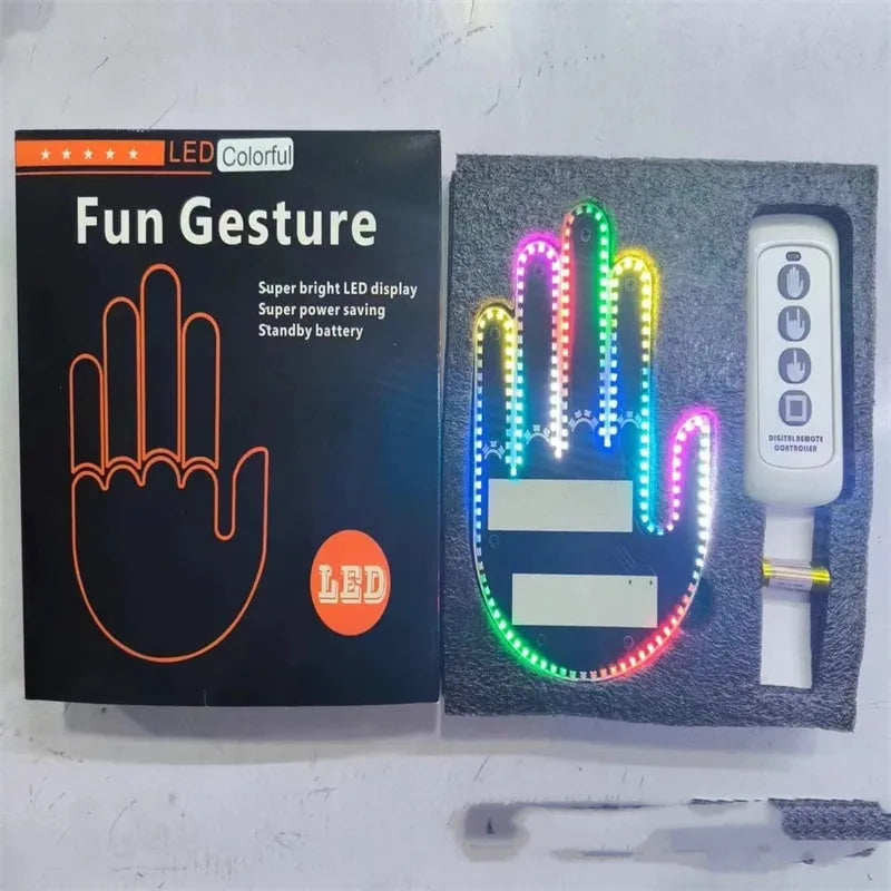 Car USB plug finger gesture light showing multiple design options with LED illumination