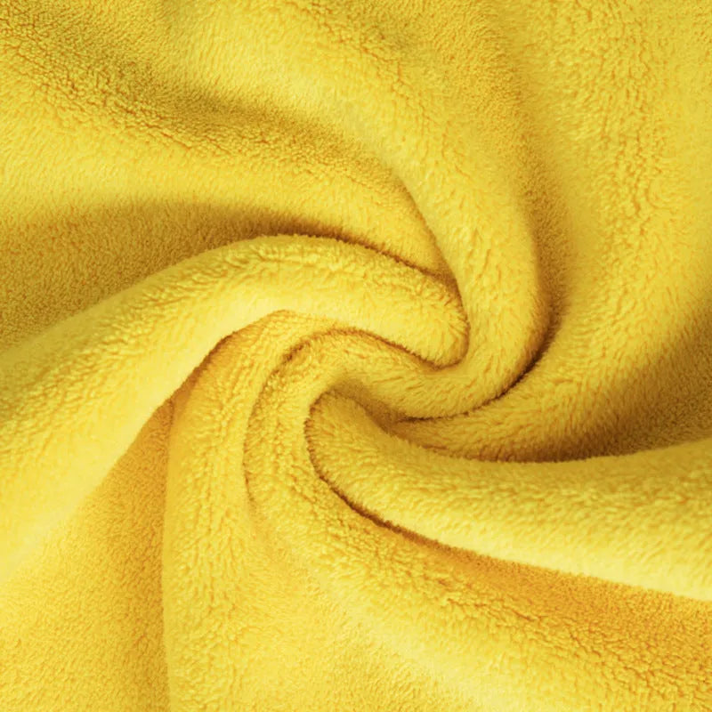 Yellow microfiber pet drying towel with hook, three sizes 30x60cm, 50x100cm, 70x140cm