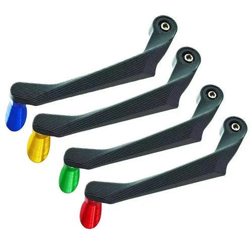 Pair of aluminium alloy motorcycle hand guards in red with striped horns design for electric bikes