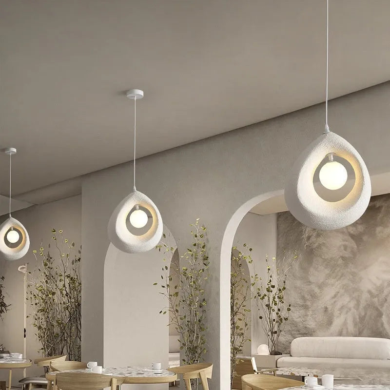 Modern retro bar chandelier pendant light with milky white 32x35cm lampshade