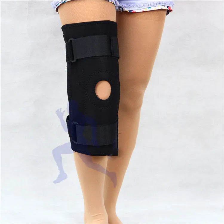 Medical meniscus recovery steel brace knee support in black free size, diving material
