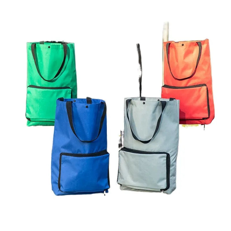 Folding shopping cart trolley bag with stainless steel frame in Black Geometry colour