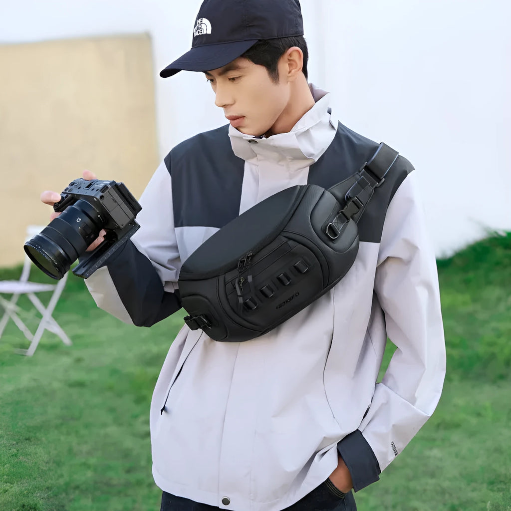 Oxford cloth waterproof camera shoulder bag in black, grey or green for DSLR and video cameras