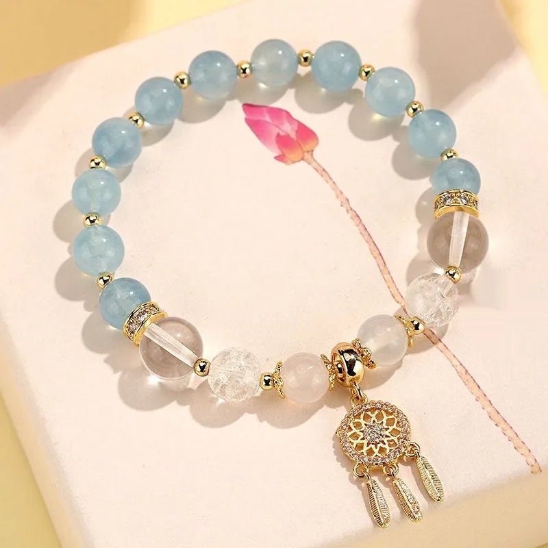 Women's Chinese style electroplated crystal tassel bracelet with diamond-shaped charms