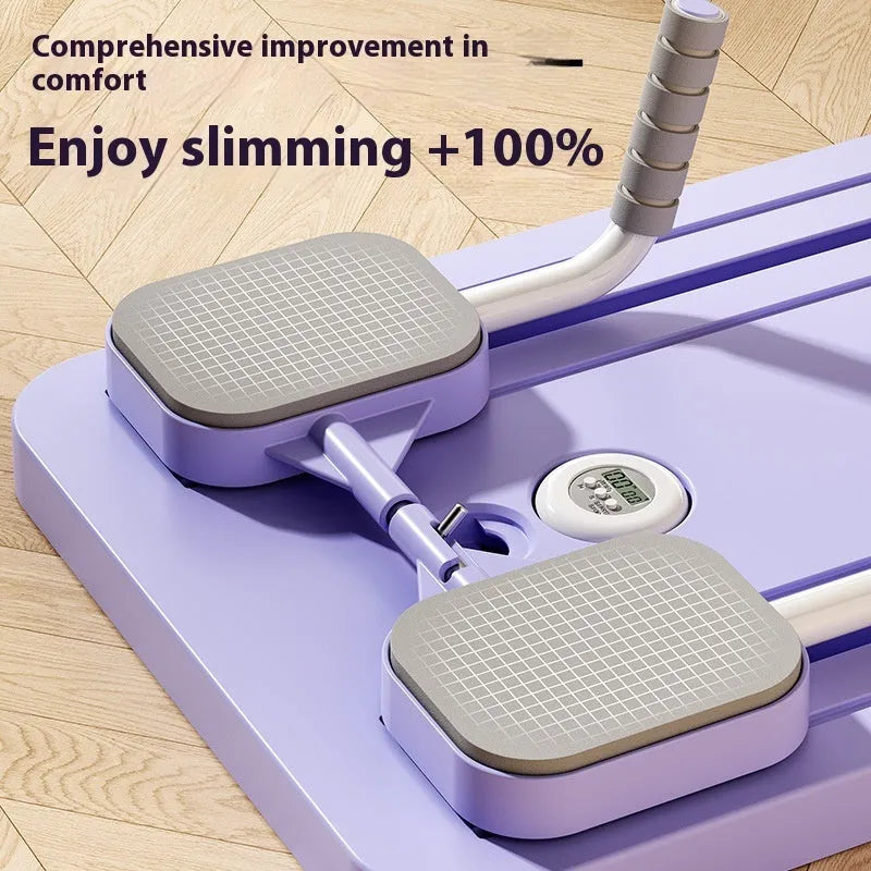 Purple multi-functional household fitness board with automatic rebound abdominal wheel for home workouts