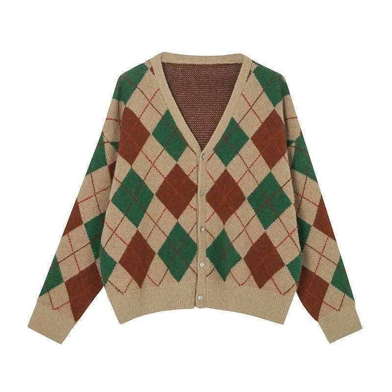 Women's knitted casual cardigan coat in pink green black light khaki dark khaki colours Japanese Korean style