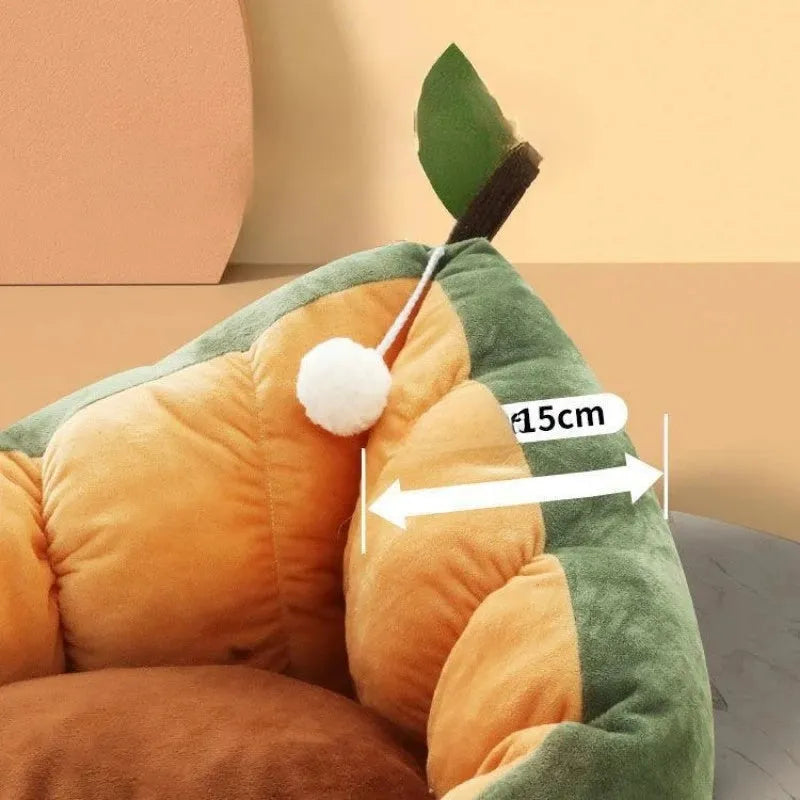 Cotton pet bed for cats and small dogs with removable cushion in three size options