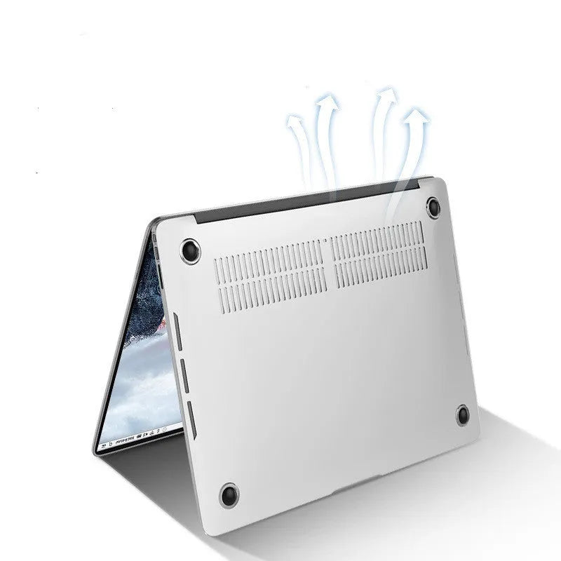 Black PC hard shell protective case for a MacBook Pro laptop