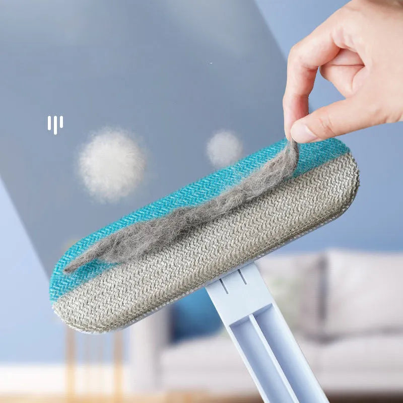 Multifunctional 4-in-1 pet hair removal brush cleaner for window screens, clothes and tiles with flannel surface