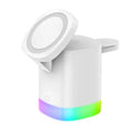 Black foldable 3-in-1 magnetic wireless charging station for iPhone, Apple Watch, and AirPods.